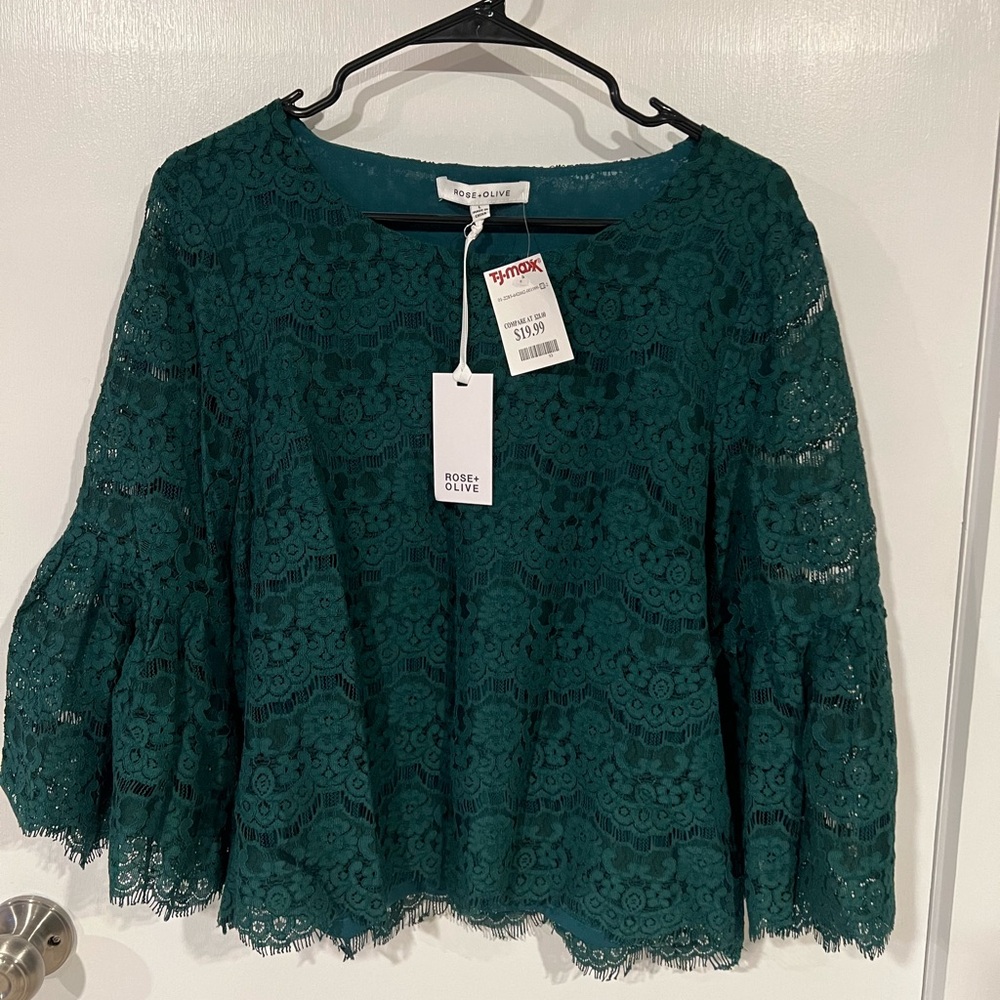 Forest green lace shirt